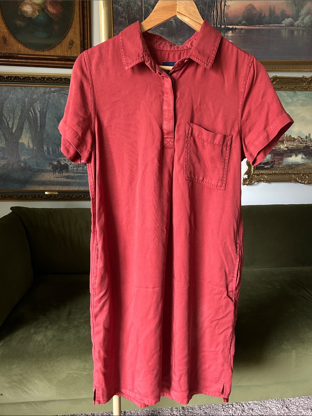 GAP Short-Sleeve Dress in Rust